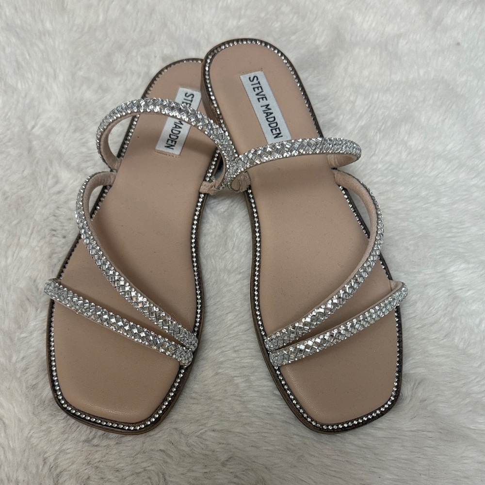 Steve Madden Glittering Silver Strappy Sandals